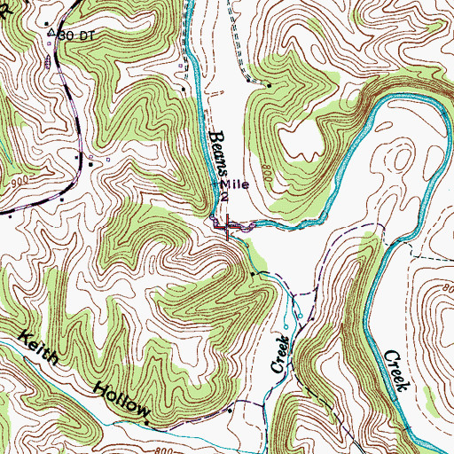 Topographic Map of Indian Creek, TN