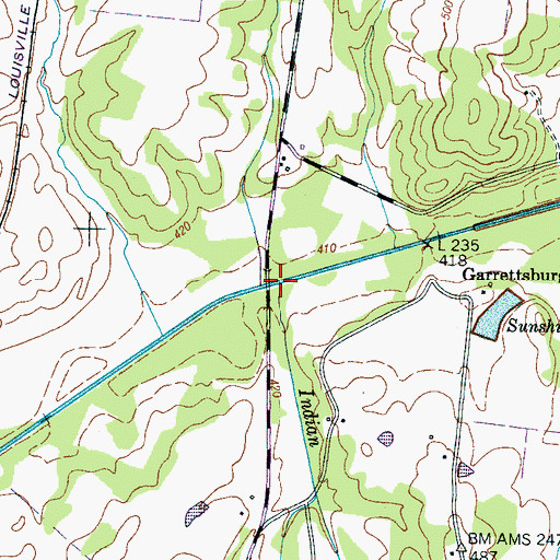 Topographic Map of Indian Creek, TN