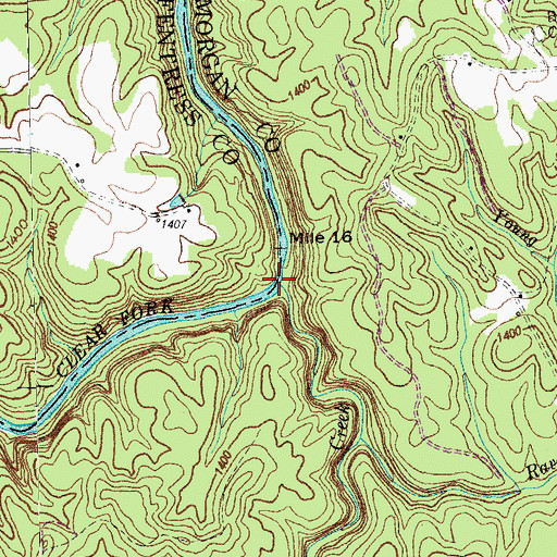 Topographic Map of Indian Creek, TN