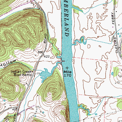 Topographic Map of Indian Creek, TN