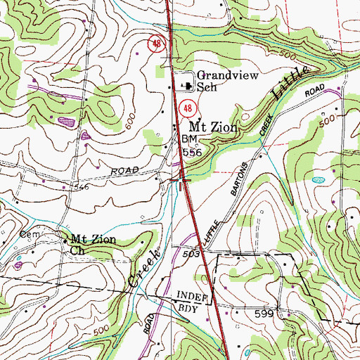 Topographic Map of Indian Creek, TN