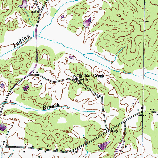 Topographic Map of Indian Creek Cemetery, TN