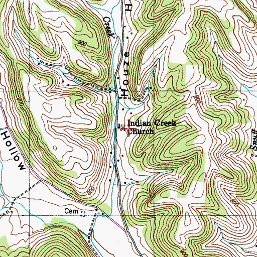 Topographic Map of Indian Creek Church, TN
