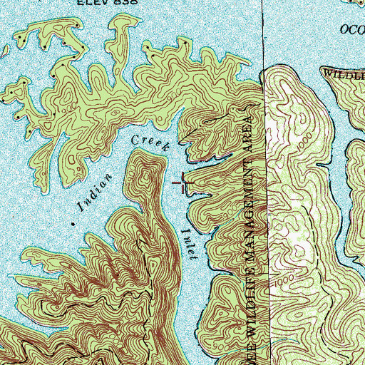 Topographic Map of Indian Creek Inlet, TN