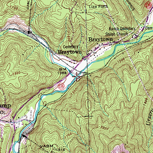 Topographic Map of Indian Fork, TN