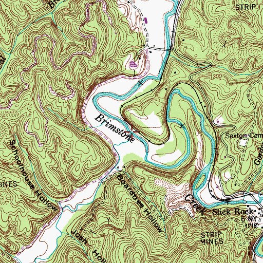 Topographic Map of Indian Fork, TN
