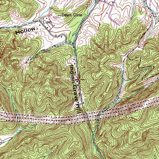 Topographic Map of Indian Grave Hill, TN