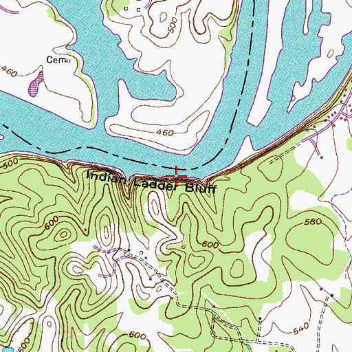Topographic Map of Indian Ladder Bluff, TN