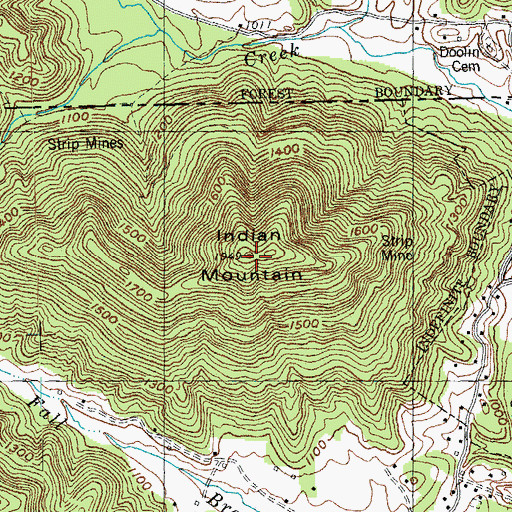 Topographic Map of Indian Mountain, TN