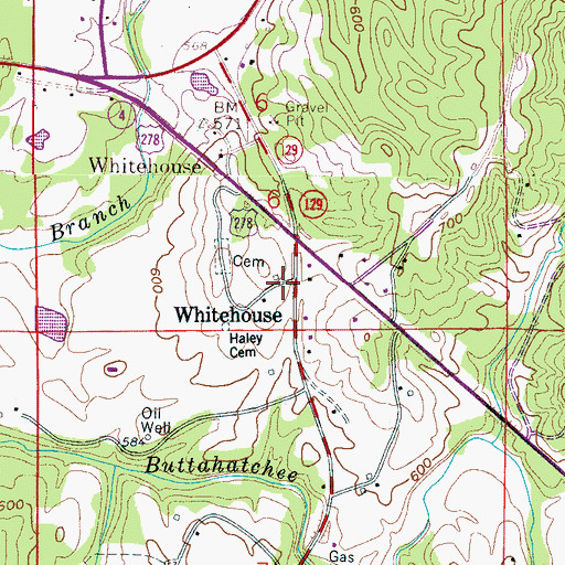 Topographic Map of Whitehouse, AL