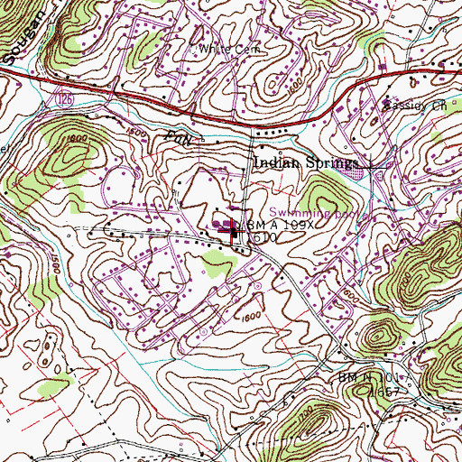 Topographic Map of Indian Springs, TN