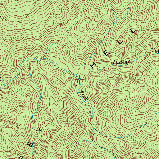 Topographic Map of Indian Valley Branch, TN