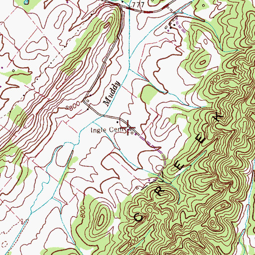 Topographic Map of Ingle Cemetery, TN