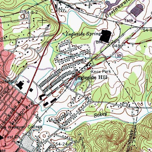 Topographic Map of Ingleside Hill, TN