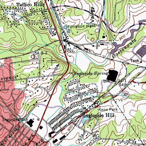 Topographic Map of Ingleside Spring, TN