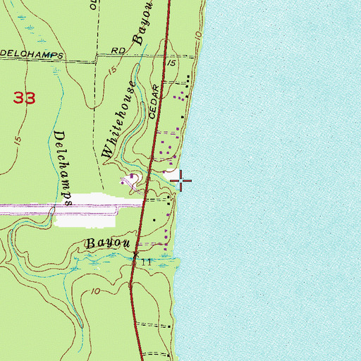 Topographic Map of Whitehouse Bayou, AL