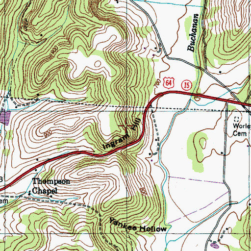 Topographic Map of Ingram Hill, TN