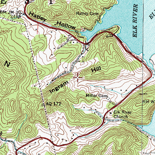 Topographic Map of Ingram Hill, TN