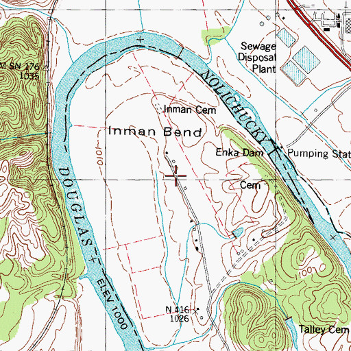 Topographic Map of Inman Bend, TN