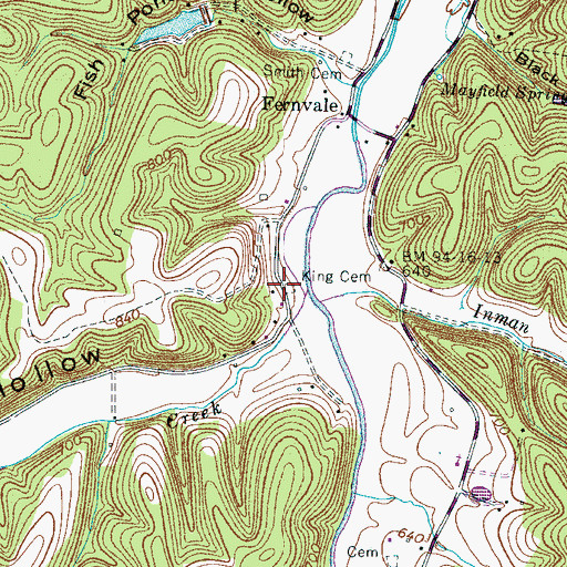 Topographic Map of Inman Branch, TN