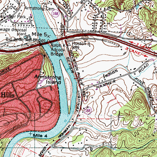 Topographic Map of Inman Branch, TN