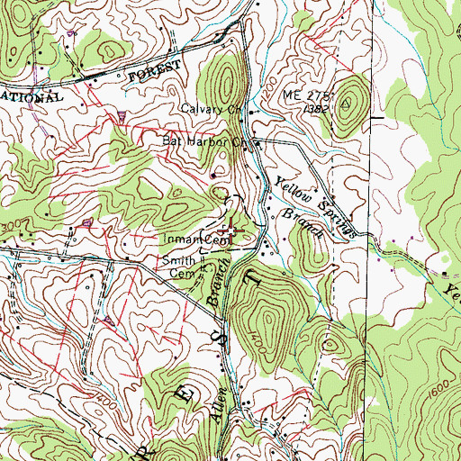 Topographic Map of Inman Cemetery, TN