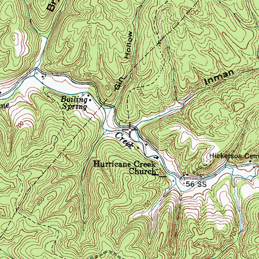 Topographic Map of Inman Hollow, TN
