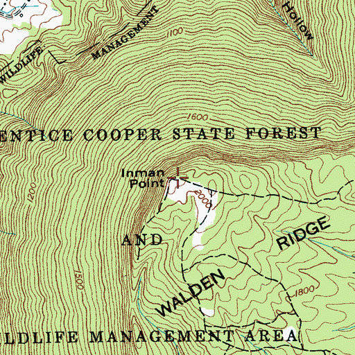 Topographic Map of Inman Point, TN