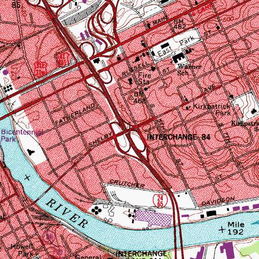 Topographic Map of Interchange 14, TN