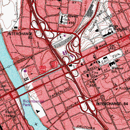 Topographic Map of Interchange 15, TN