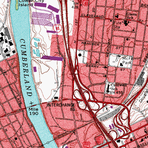 Topographic Map of Interchange 17, TN