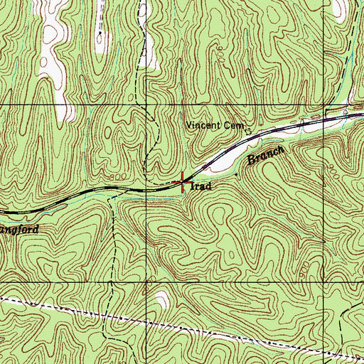 Topographic Map of Irad, TN