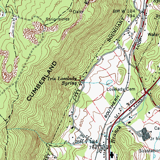Topographic Map of Iris Lovelady Spring, TN