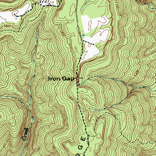 Topographic Map of Iron Gap, TN
