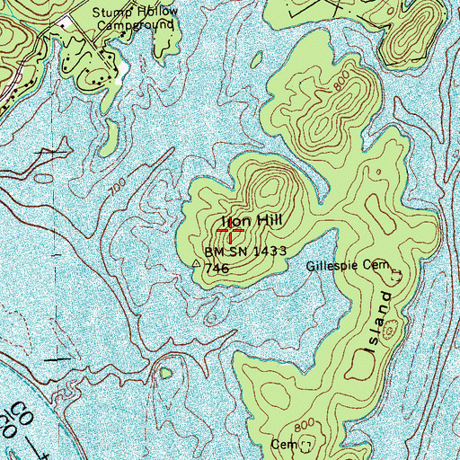 Topographic Map of Iron Hill, TN