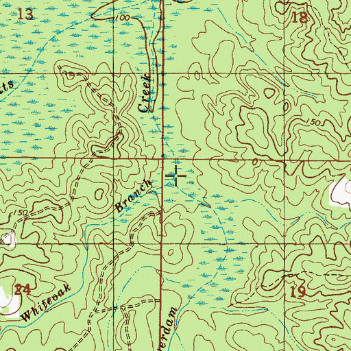Topographic Map of Whiteoak Branch, AL