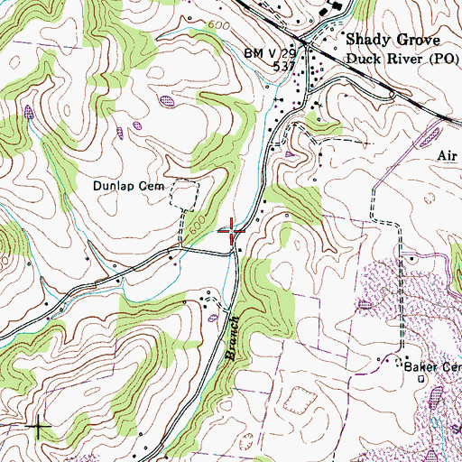 Topographic Map of Irvin Branch, TN