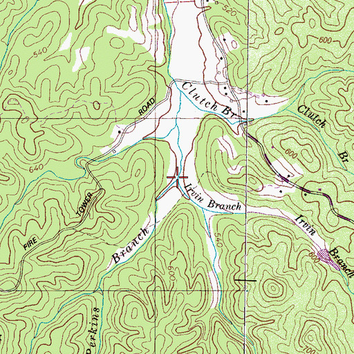 Topographic Map of Irvin Branch, TN