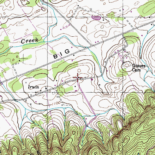 Topographic Map of Irwin School, TN