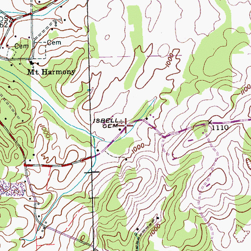 Topographic Map of Isbell Cemetery, TN