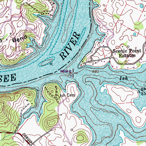 Topographic Map of Ish Creek, TN