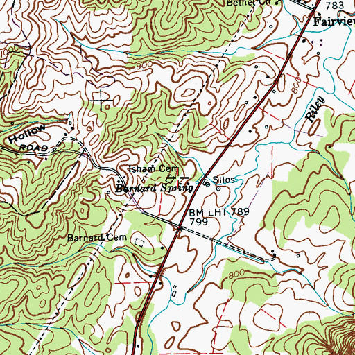 Topographic Map of Isham Cemetery, TN