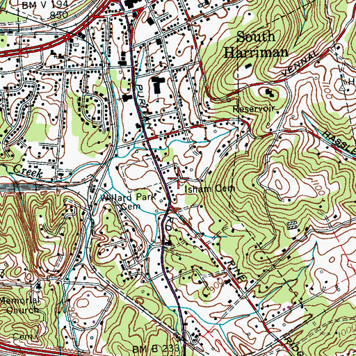 Topographic Map of Isham Cemetery, TN