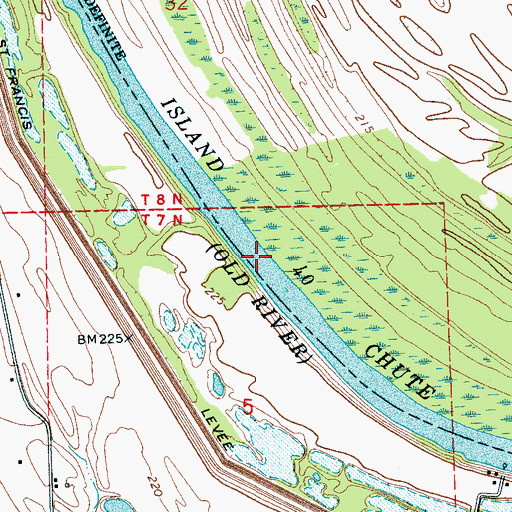 Topographic Map of Island Forty Chute, TN