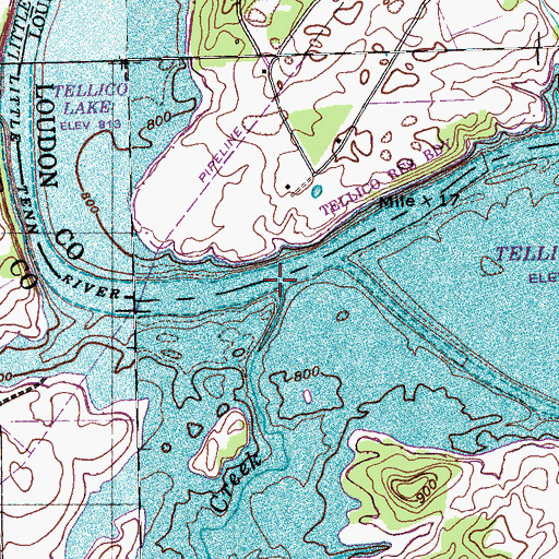 Topographic Map of Island Creek, TN