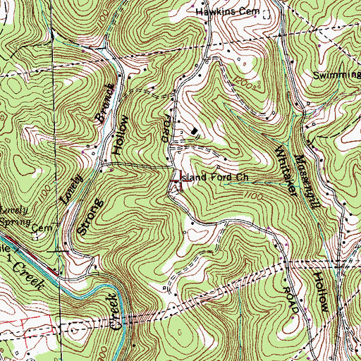 Topographic Map of Island Ford Baptist Church, TN