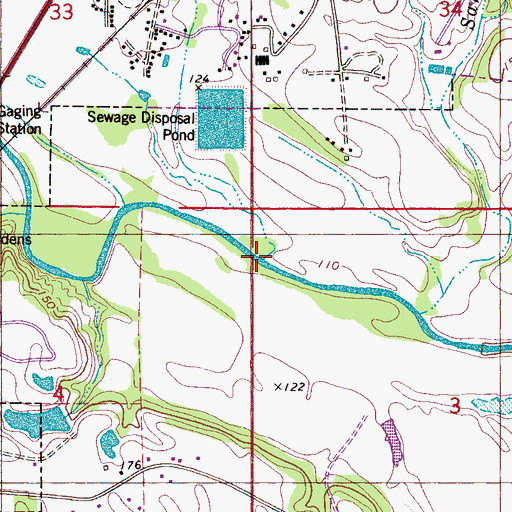 Topographic Map of Whiterock Creek, AL