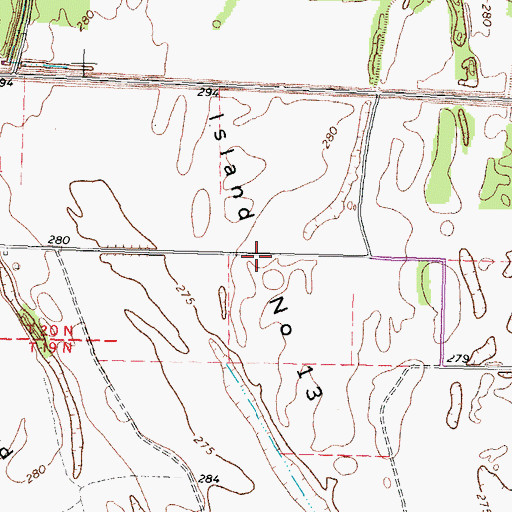 Topographic Map of Island Number Thirteen, TN