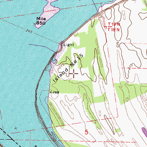 Topographic Map of Island Number Fifteen, TN