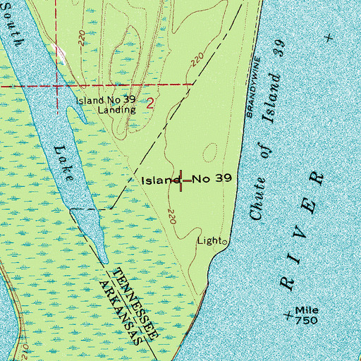 Topographic Map of Island Number Thirty-nine, TN